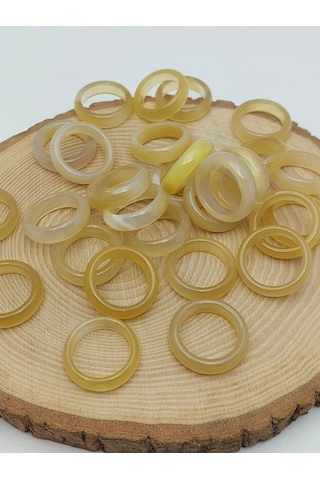 Akik Taşı Yüzük Sisli Açık Zeytin Alacalı 6mm Kalınlık 59948 Bakır