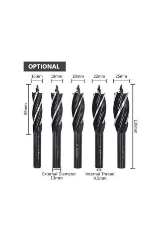 Xindoker Yüksek Karbon Çelik Siyah Matkap Ucu Seti - 3 Parça, 130mm Uzunluk, 13mm Çap