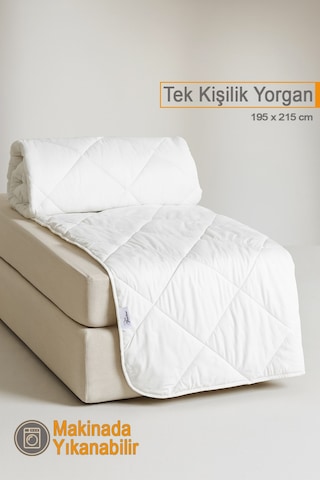 Ecotermo Tek Kişilik Microfiber Antialerjik Silikon Yorgan Çeyizlik Otel Yorganı 155x215 Cm Beyaz