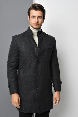 Plt8391 Dewberry Erkek Palto-desenli Antrasit