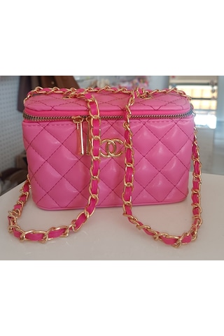 Asesstore Chanel Kutu Model Çapraz Çanta / Hediye Çanta Pembe