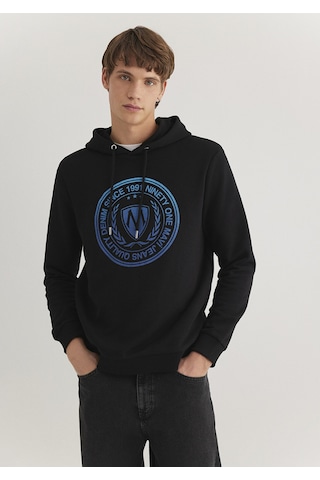 Mavi - Mavi Logo Baskılı Kapüşonlu Siyah Sweatshirt 0611721-900 Siyah