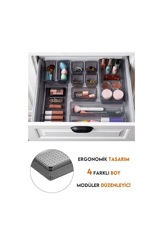 Meleni Home 36 Parça Mega Set Modüler Makyaj Organizer - Takı Aksesuar Düzenleyici Set Siyah