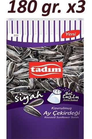Tadım Kavrulmuş Taze Bol Tuzlu Tuzsuz Siyah Çekirdek 6 x 180 G