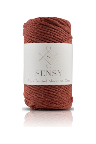 Sensy Premium Makrome Ipi 3mm Üç Büküm Taranan Halat Ip 4lü Set Ekru-kiremit-sütlü Kahve-açık Gri