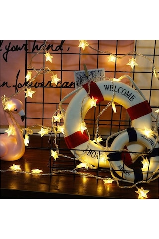 Mobgift 3 Metre Sarı Işık Yıldız Led Dize Dekoratif Aydınlatma Pi Sarı