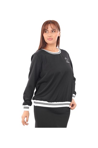 Lady Majestic Büyük Beden Ribanalı Bluz - Siyah