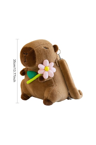 Yifomall Yumuşak Kapybara Figürlü Çocuk Sırt Çantası - Pudra Çiçekli 35cm, Leashli Seyahat/okul Çantası