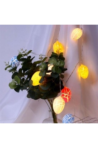 Hobibahçem 10lu Renkli Yumurta Şeklinde Dekoratif Dolama Led Aydınlatma Çok Renkli
