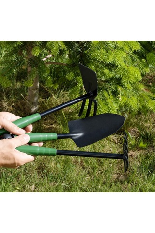Lexroo Bahçe El Aletleri Seti, 30 Cm Kürek, Tırmık Ve Çapa, 3 Parça