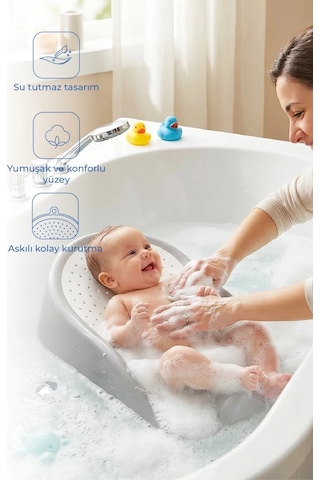 Babyjem Soft Banyo Desteği Bebek Yıkama Yardmcısı Soft Gri
