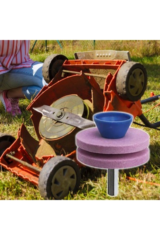 Skycity Mantar Tipi Çim Biçme Aleti Tasarrufu, Dayanıklı Korundum Taşlı Zımpara Ucu, Mavi Renk 7mm Sap