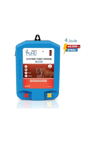 Puhu Ecos Eko Güneş Enerjili Elektrikli Çit Cihazı 4 Joule 40w Panel + 12v/24ah Jel Akü
