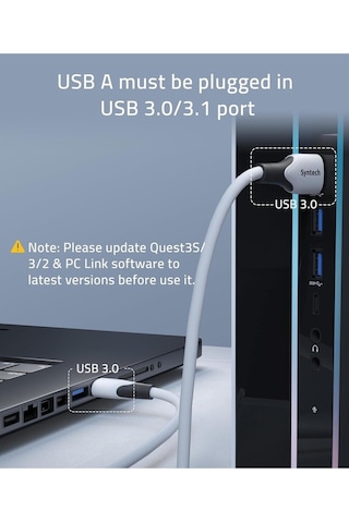 20ft 6m Vr Link Kablosu Meta Quest 3/3s/oculus/pico 4 Uyumlu Usb 3.0 Led Pc Steamvr