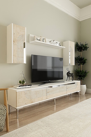 Tvr1803bts - Meyra Tvr180 Ünitesi Takım Beyaz-traverten-sılver 180cm Beyaz-traverten-sılver