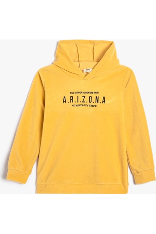 Koton Kapşonlu Sweatshirt California Baskılı Şardonlu Hardal 4wkb10041tk 4WKB10041TK192 Hardal