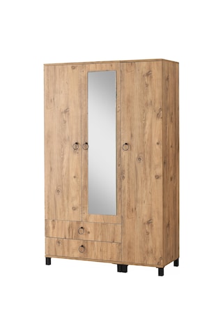 3 Kapılı 2 Çekmeceli Gardrop Aynalı Elbise Dolabı 120x46x189cm 001