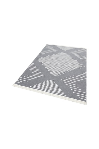 Grey Rengi Yıkanabilir Çift Taraflı Modern Desenli Dokuma Kilim