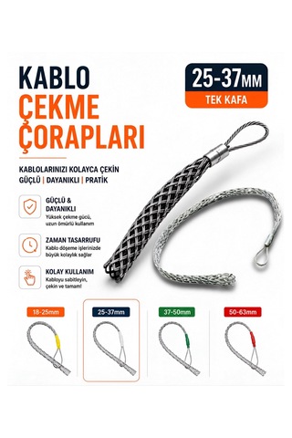 Kablo Çekme Çorapları 4,30 Ton X 25-37 Mm Tek Kafa
