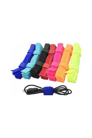 7 Adet Renkli Kablo Düzenleyici Toplayıcı Cırt Yapışkanlı CIRT