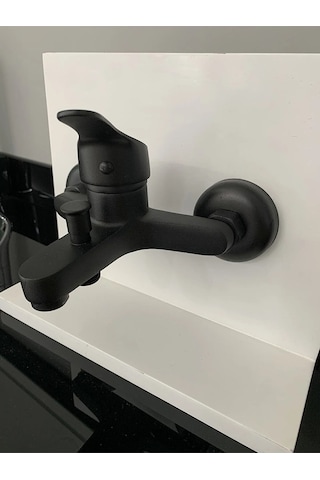Mix Mat Siyah Banyo Duş Bataryası Aç Kapa Batarya Musluk Siyah