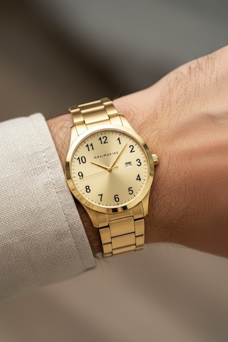 Navimarine Gold Gümüş Çelik Erkek Kol Saati Lnm192-05 Gold