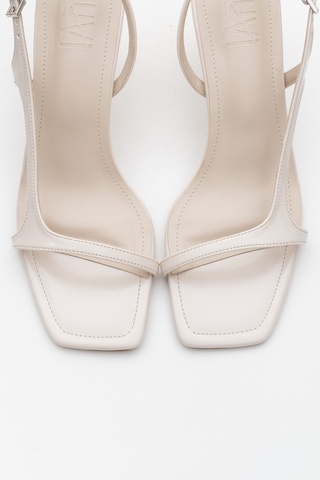 Luvishoes Luvi Shoes Melby Ekru Cilt Kadın Topuklu Ayakkabı Ekru