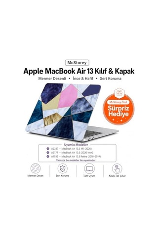 Apple Uyumlu MacBook Air 13.3 İnç Kılıf A1932 A2179 A2337 M1 Uyumlu Hard Case Sert Koruyucu Kapak Geometrik Merme