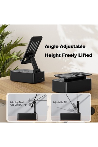 Wezone 3'ü 1 Arada Kablosuz Hoparlörlü Telefon Standı Ve Şarj Cihazı - 5000mah Katlanabilir & Dönebilir