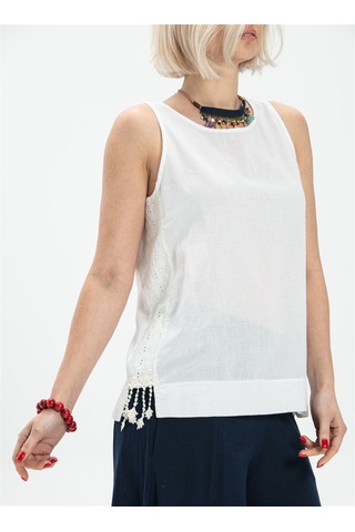 Kolsuz Poplin Zeyno Bluz Beyaz Byz Beyaz