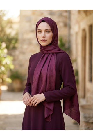 Moda Nuda Çift Taraflı Logo Desen Şal Bordo