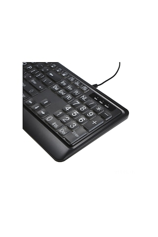 Lemestar Büyük Tuşlu Usb Klavye - Yaşlılar Ve Görme Engelliler İçin Arka Aydınlatmalı Rahat Yazım