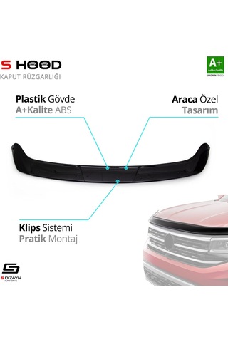 S-dizayn Citroen Jumpy Abs Plastik Kaput Rüzgarlığı 2016 Üzeri A+kalite