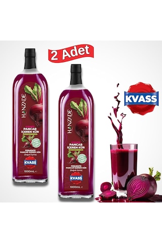 Hanzade Bitkisel Pancar Kvass Fermente Kırmızı Pancar İçeren Kür 1 Litre X 2 Adet Cam Şişe