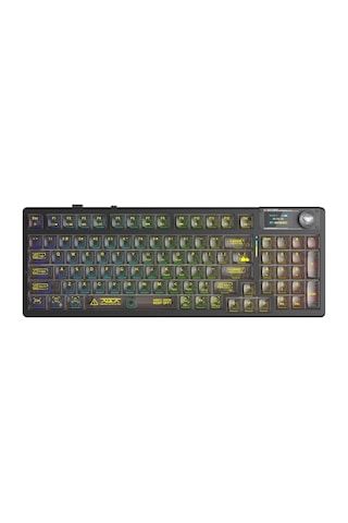 Aula F98 Pro V3 Oled Ekranlı Crystal Switch Makrolu Kablosuz Rgb Hot-swap Gasket Pre-lubed Switch Mekanik Klavye Şeffaf Siyah