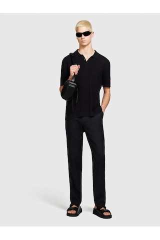 Sisley %100 Keten Slim Comfort Fit Pantolon Erkek Siyah Pantolon - 324p4aghsf049