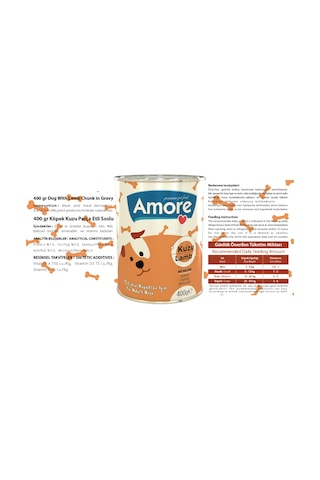 Amore Kuzu Parça Etli Yetişkin Köpek Konserve Maması 4 x 400 G