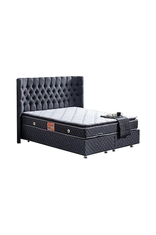 Setaymobilya Baza, Platinium Antrasit Mdf Baza +Başlık + Real Pedli Yatak