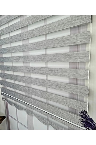 Gri Zebra Perde Etek Dilimli Gri