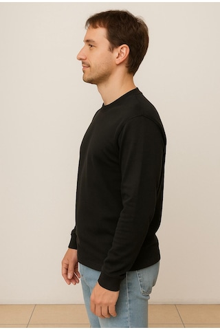 Axxel Erkek Siyah Sweatshirt-w1083 Siyah 2 İplik Şardonsuz