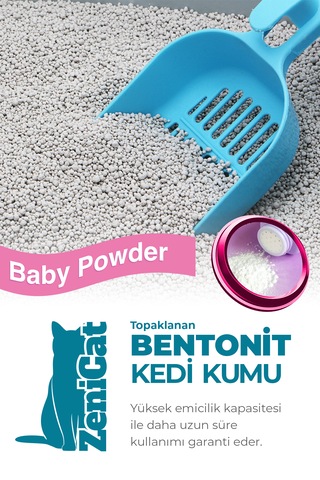 Zenicat Bebek Pudrası Kokulu Renkli İnce Bentonit Kedi Kumu 18 L