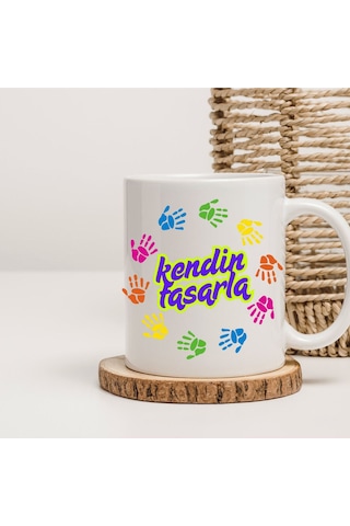 Kişiye Özel Baskılı Kupa Bardak Kendin Tasarla Beyaz