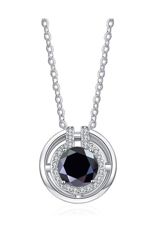 Siyah Bague Ringen Trendy Kadın Mozanit Kolye 1 Karat Vvs D Renk Lab Elmas 8h8a Kesim Zarif S925 Ayar Gümüş Takı Hediye