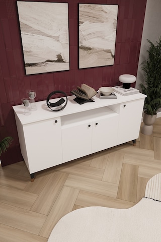 Asra Trend Lüks Konsol Tv Ünitesi %100 Mdf Salon Ve Yemek Odası Ünitesi Knsl02 Beyaz