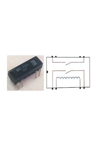 881-230-12V Reed Röle Çift Kontak Normalde Açıktır 12Vdc 0.5A