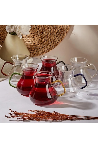 Perotti 16013 Ehl-i Keyf Renkli 6'lı Borosilikat Çay Bardağı Set Renkli