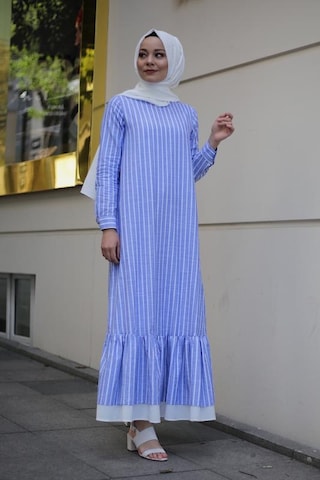 Pastelastore Neva Kadın Elbise Maxi Boy 1020-1 Koyu Mavi