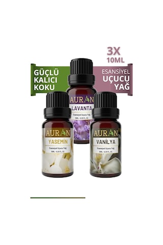 Auran Lavanta + Vanilya + Yasemin Saf Esansiyel Uçucu Yağı 3 x 10 ML