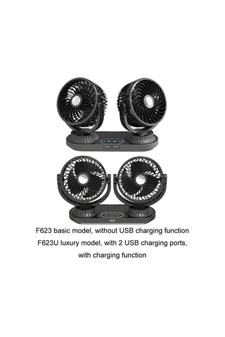 F623u 12v/24v Araç Elektrikli Salınımlı Kafa Dönebilen Çift Kafalı Fan Deluxe