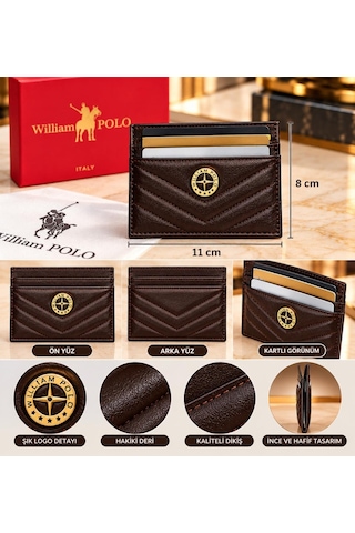 Williampolo Anka Hakiki Deri Unisex Kartlık-ince Tasarım Kahverengi